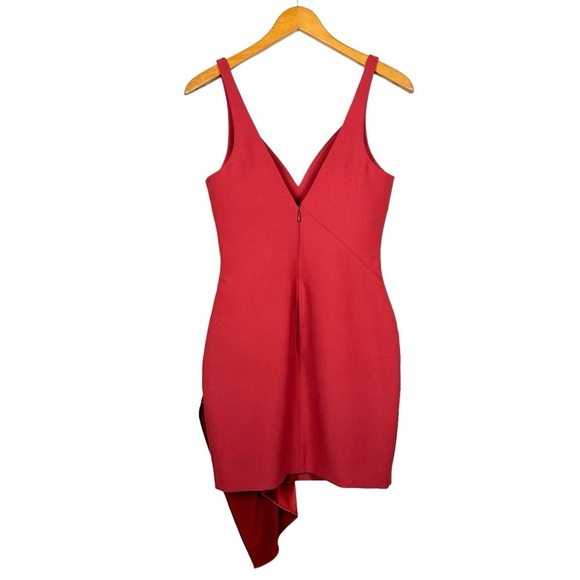 CINQ Á SEPT Mallory Draped Satin Panel Cocktail Sheath Dress in Redwood - Picture 9 of 14